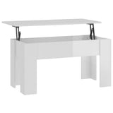 Coffee Table High Gloss White 101x49x52 cm Engineered Wood - Front View