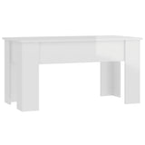 Coffee Table High Gloss White 101x49x52 cm Engineered Wood - 45-Degree Angle