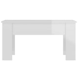Coffee Table High Gloss White 101x49x52 cm Engineered Wood - Rear View