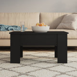 Coffee Table Black 79x49x41 cm Engineered Wood - Close-Up Angle