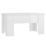 Coffee Table High Gloss White 79x49x41 cm Engineered Wood - Front View