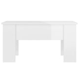 Coffee Table High Gloss White 79x49x41 cm Engineered Wood - Side View