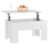 Coffee Table High Gloss White 79x49x41 cm Engineered Wood - Rear View
