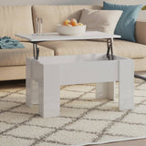 Coffee Table High Gloss White 79x49x41 cm Engineered Wood - Close-Up Angle