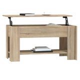 Coffee Table Sonoma Oak 101x49x52 cm Engineered Wood - Close-Up Angle