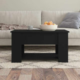 Coffee Table Black 79x49x41 cm Engineered Wood - Side View