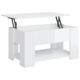 Coffee Table High Gloss White 79x49x41 cm Engineered Wood