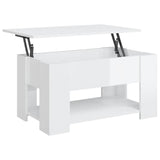 Coffee Table High Gloss White 79x49x41 cm Engineered Wood - Front View