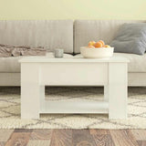 Coffee Table High Gloss White 79x49x41 cm Engineered Wood - Side View