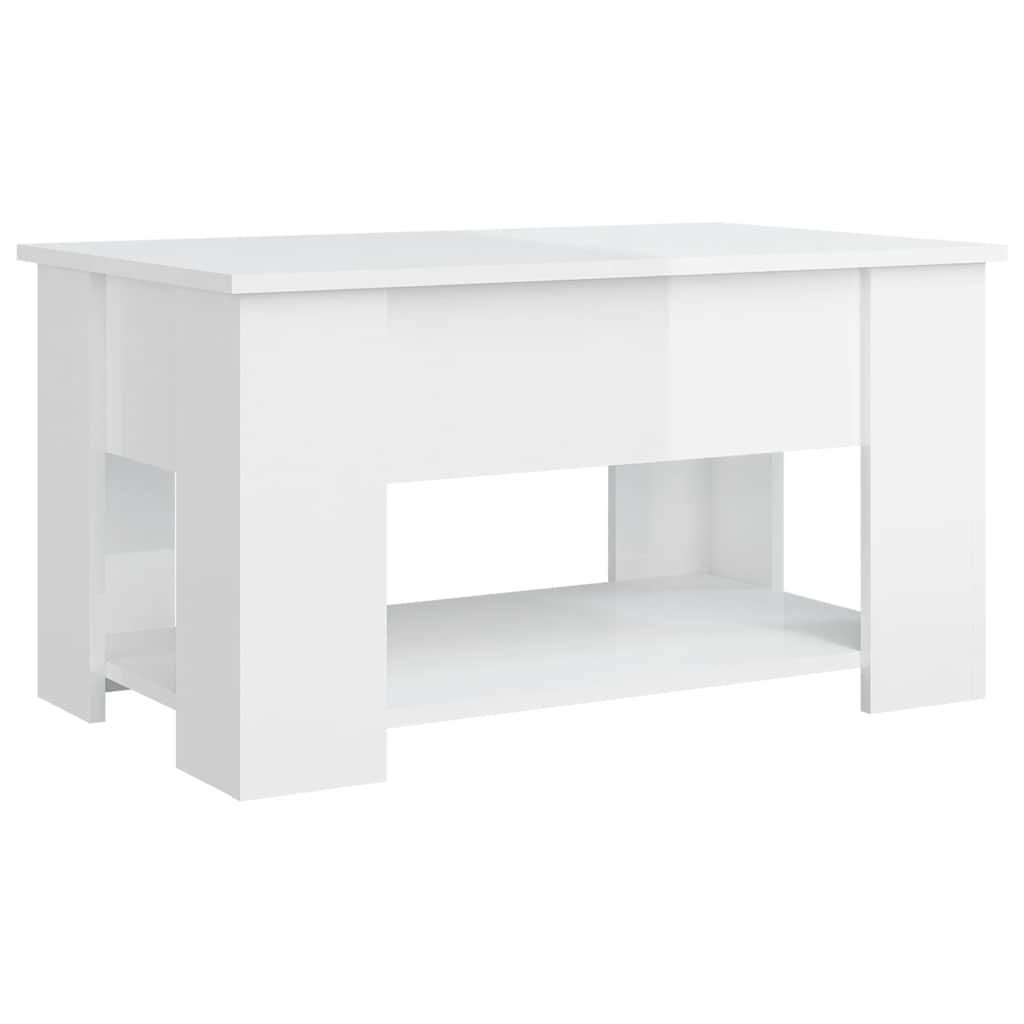 Coffee Table High Gloss White 79x49x41 cm Engineered Wood