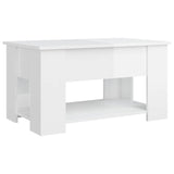 Coffee Table High Gloss White 79x49x41 cm Engineered Wood - 45-Degree Angle