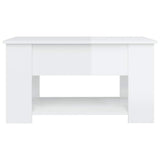 Coffee Table High Gloss White 79x49x41 cm Engineered Wood - Rear View