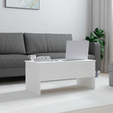 Coffee Table White 102x50.5x46.5 cm Engineered Wood - Side View