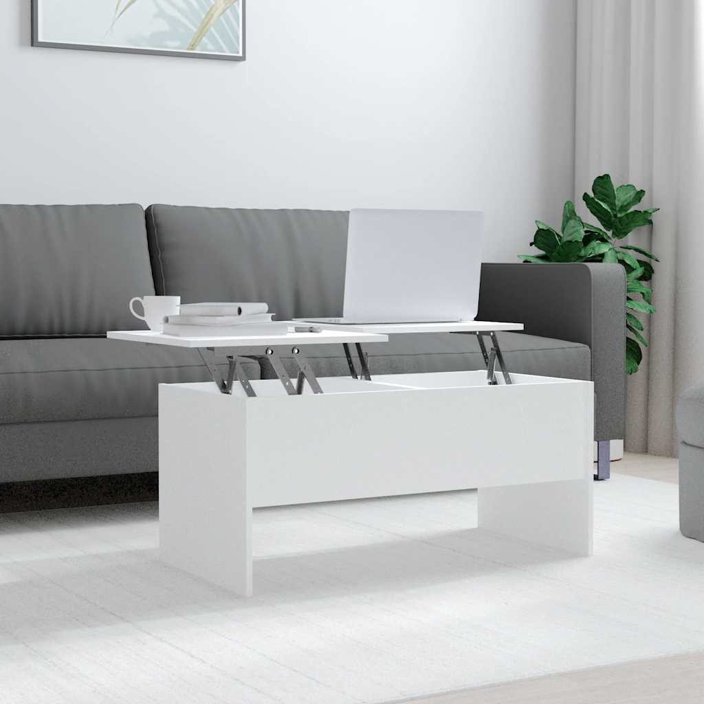 Coffee Table White 102x50.5x46.5 cm Engineered Wood