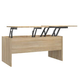 Coffee Table Sonoma Oak 102x50.5x46.5 cm Engineered Wood - Front View