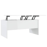 Coffee Table High Gloss White 102x50.5x46.5 cm Engineered Wood