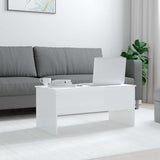 Coffee Table High Gloss White 102x50.5x46.5 cm Engineered Wood - Side View