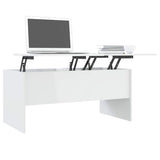 Coffee Table High Gloss White 102x50.5x46.5 cm Engineered Wood - Close-Up Angle