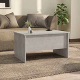 Coffee Table Concrete Grey 80x50x42.5 cm Engineered Wood - Side View
