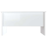 Coffee Table High Gloss White 80x50x42.5 cm Engineered Wood - Rear View