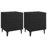 Bedside Cabinets 2 pcs Black 40x35x47.5 cm - Front View