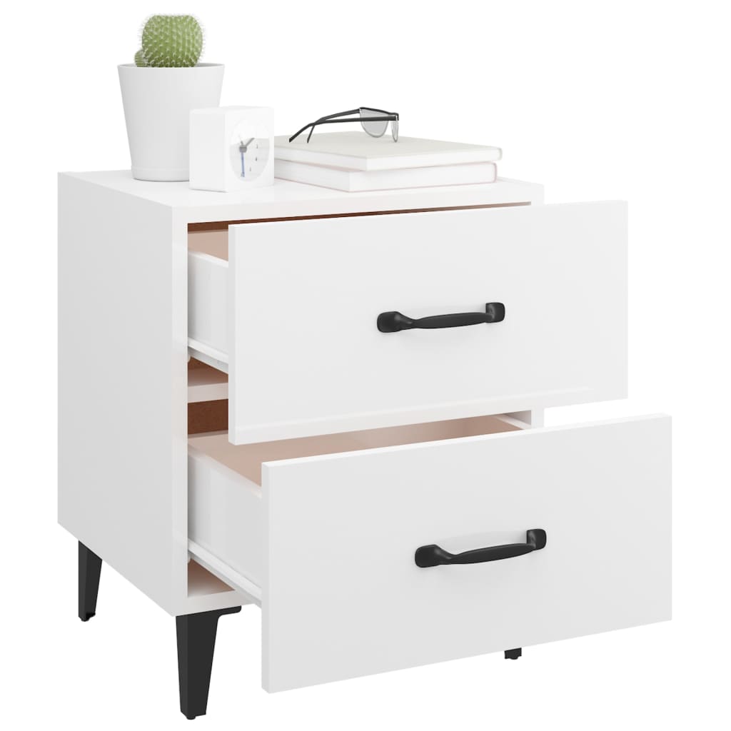 Bedside Cabinet High Gloss White 40x35x47.5 cm