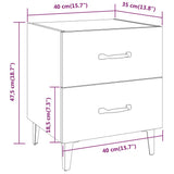 Bedside Cabinet High Gloss White 40x35x47.5 cm - Close-Up Angle