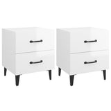 Bedside Cabinets 2 pcs High Gloss White 40x35x47.5 cm - Front View