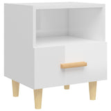 Bedside Cabinet High Gloss White 40x35x47 cm - Front View