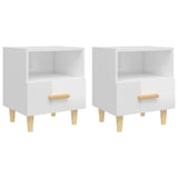 Bedside Cabinets 2 pcs High Gloss White 40x35x47 cm - Front View