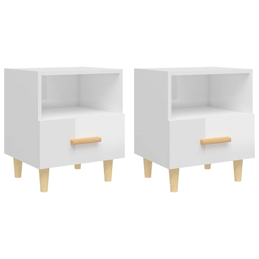 Bedside Cabinets 2 pcs High Gloss White 40x35x47 cm