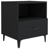 Bedside Cabinet Black Engineered Wood - Front View