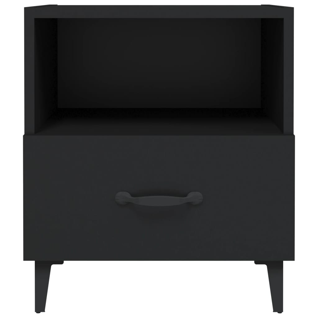 Bedside Cabinet Black Engineered Wood