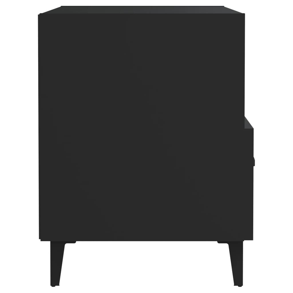 Bedside Cabinet Black Engineered Wood