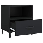Bedside Cabinet Black Engineered Wood