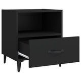 Bedside Cabinet Black Engineered Wood - 45-Degree Angle