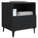 Bedside Cabinet Black Engineered Wood - Rear View