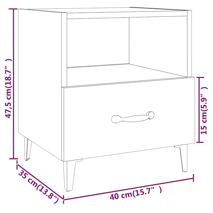Bedside Cabinet Black Engineered Wood
