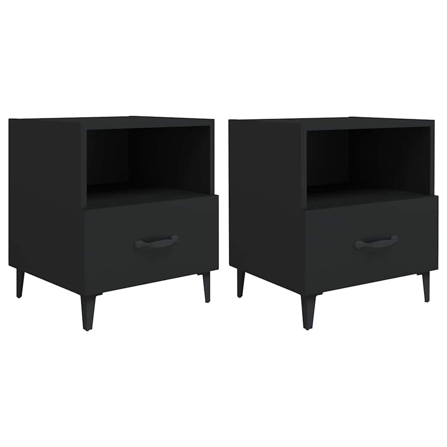 Bedside Cabinets 2 pcs Black Engineered Wood