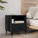 Bedside Cabinets 2 pcs Black Engineered Wood - Low Angle