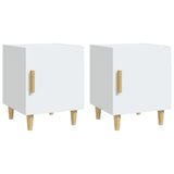 Bedside Cabinets 2 pcs White Engineered Wood - Front View