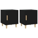 Bedside Cabinets 2 pcs Black Engineered Wood - Front View