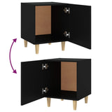 Bedside Cabinets 2 pcs Black Engineered Wood - Close-Up Angle