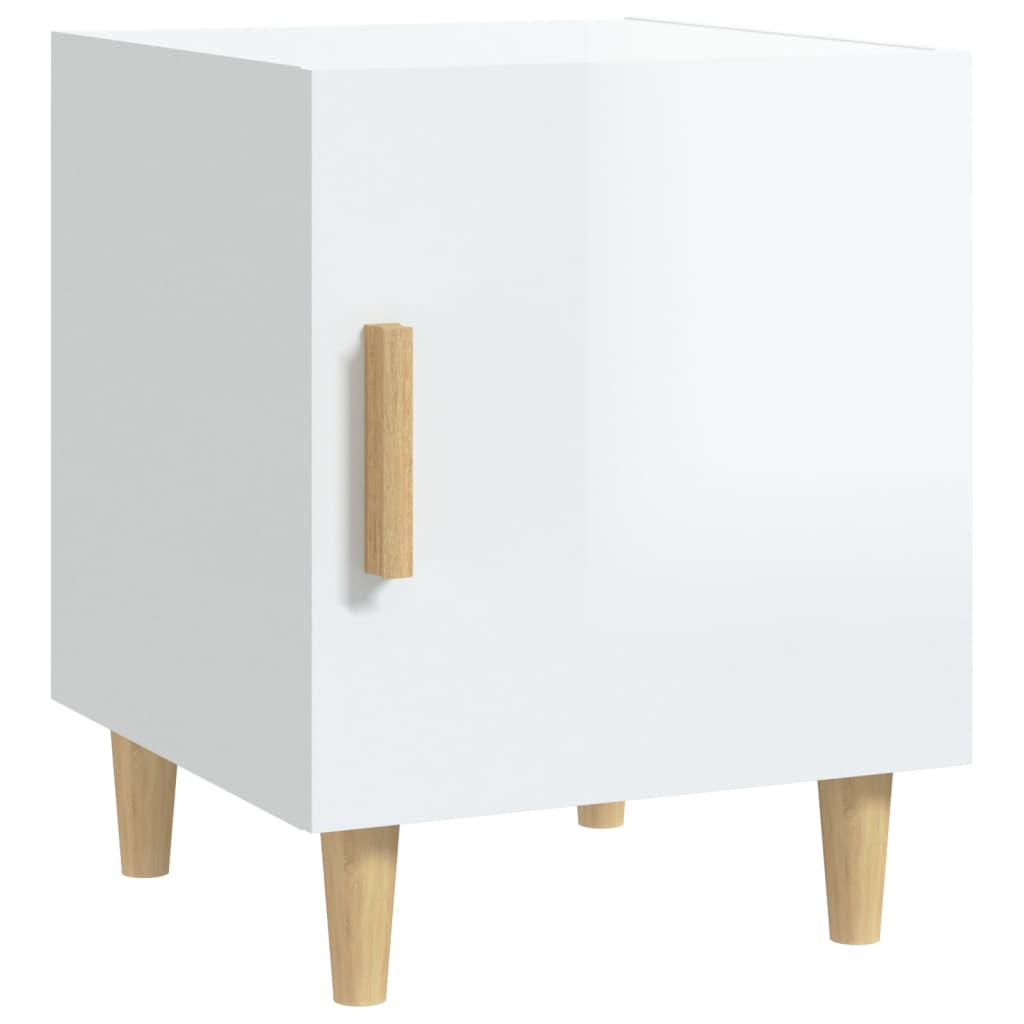 Bedside Cabinet High Gloss White Engineered Wood