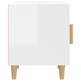 Bedside Cabinet High Gloss White Engineered Wood