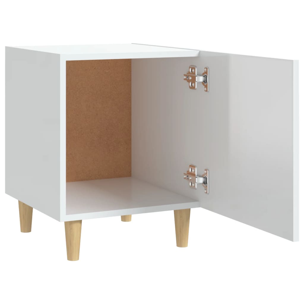 Bedside Cabinet High Gloss White Engineered Wood