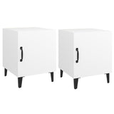 Bedside Cabinets 2 pcs White Engineered Wood - Front View