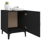 Bedside Cabinet Black Engineered Wood - Rear View