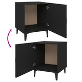 Bedside Cabinets 2 pcs Black Engineered Wood - Close-Up Angle