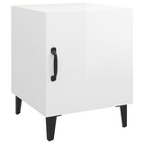 Bedside Cabinet High Gloss White Engineered Wood - Front View